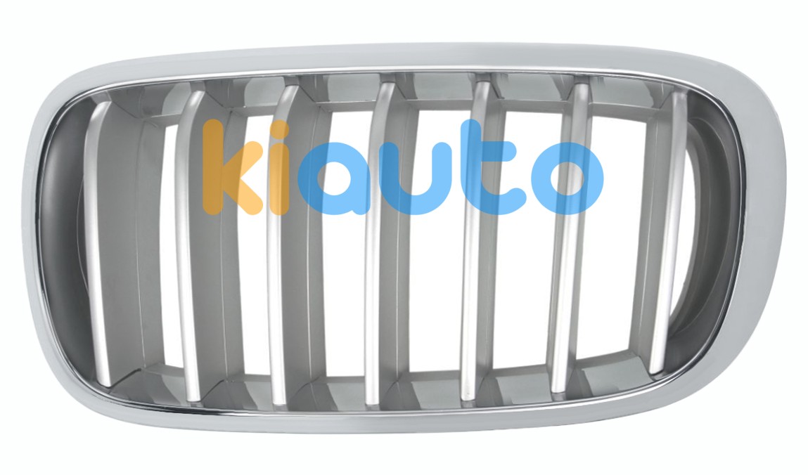 Grille bmw x6 (f16) 2014-2019 face avant / contour chromé / lames titanium / gauche OE 51117303107