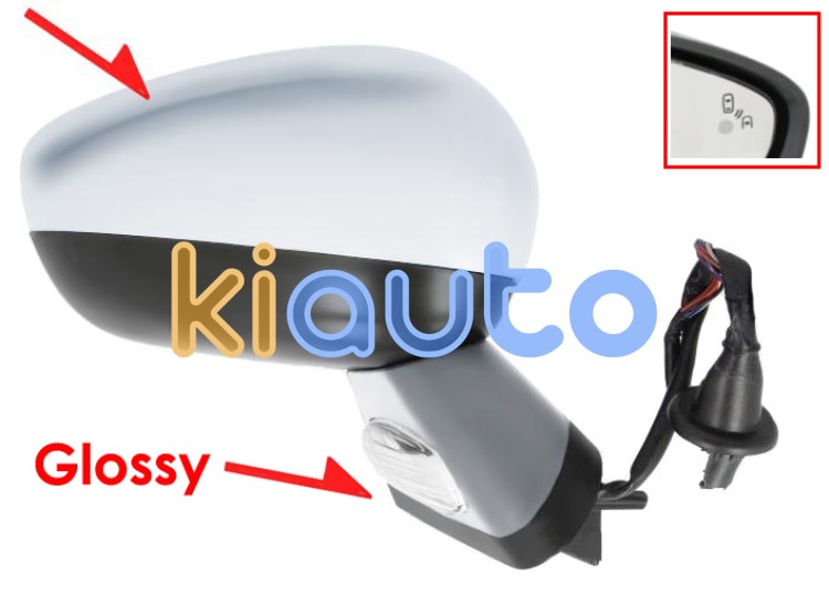 Rétroviseur citroen ds4 crossback 2015-2019 coque avec arrete / noir glossy / éléctrique / base avec appret / chauffant / feu de sol / rabattable éléctriquement / mémoire / side assist / avec sonde / coque chromée / droit OE 1608535180