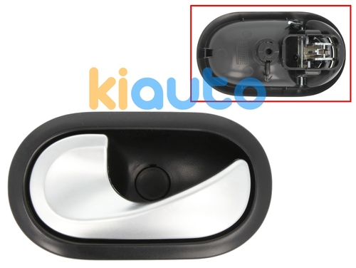 8200174075 | Poignée de porte interieure renault megane 2006-2008 pour câble / avec levier argent / base noire / arrière gauche | Kiauto