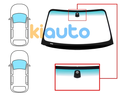  | Pare-brise bmw serie 1 (e81-e87) 2003-2007 3/5 portes / avant / vert bande verte / avec base miroir | Kiauto