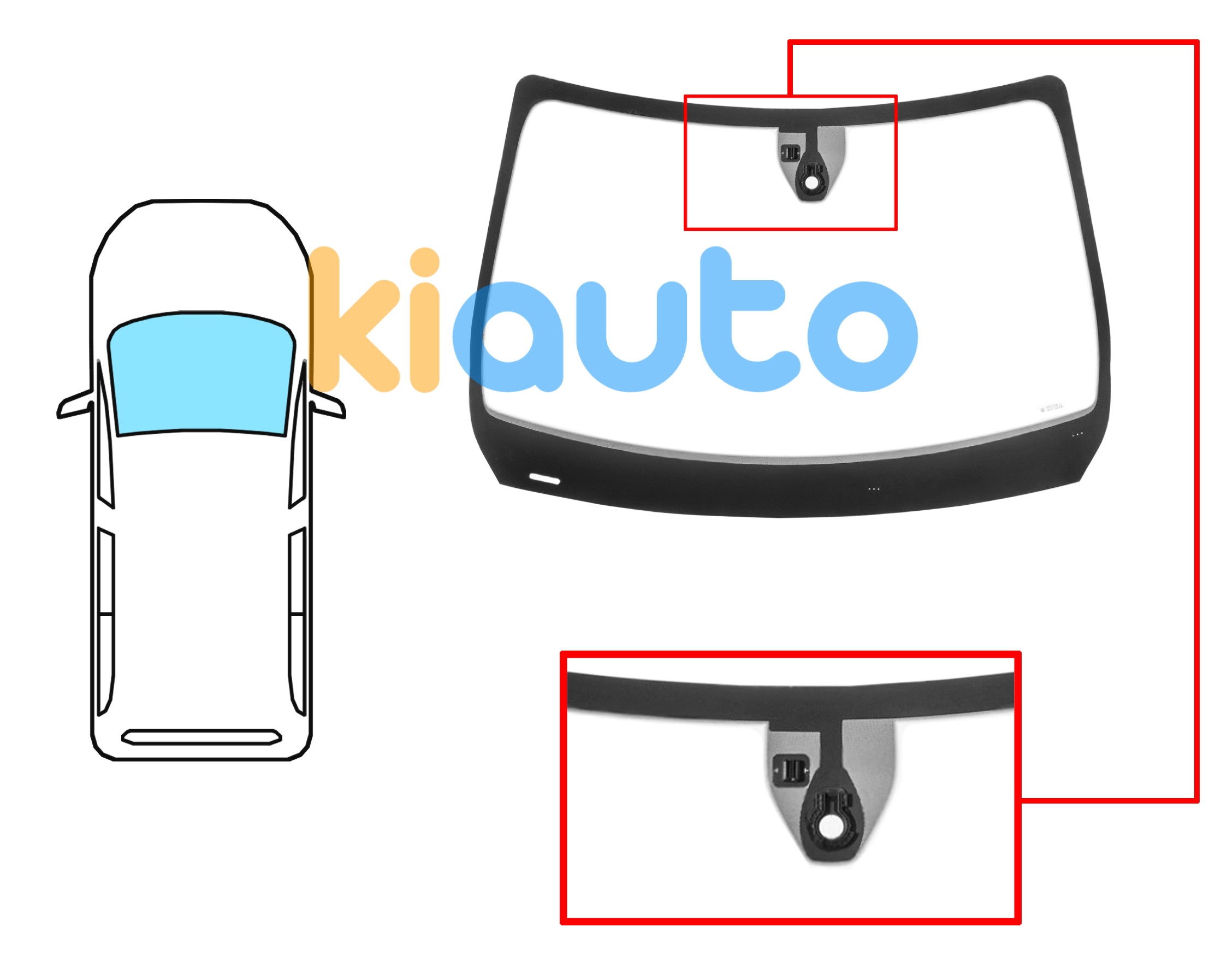 7289AGSMV | Pare-brise RENAULT Express 2021-2025 Avant Pare-brise renault express 2021-> avant / vert / avec base miroir / avec capteur  Eurocode 7289AGSMV