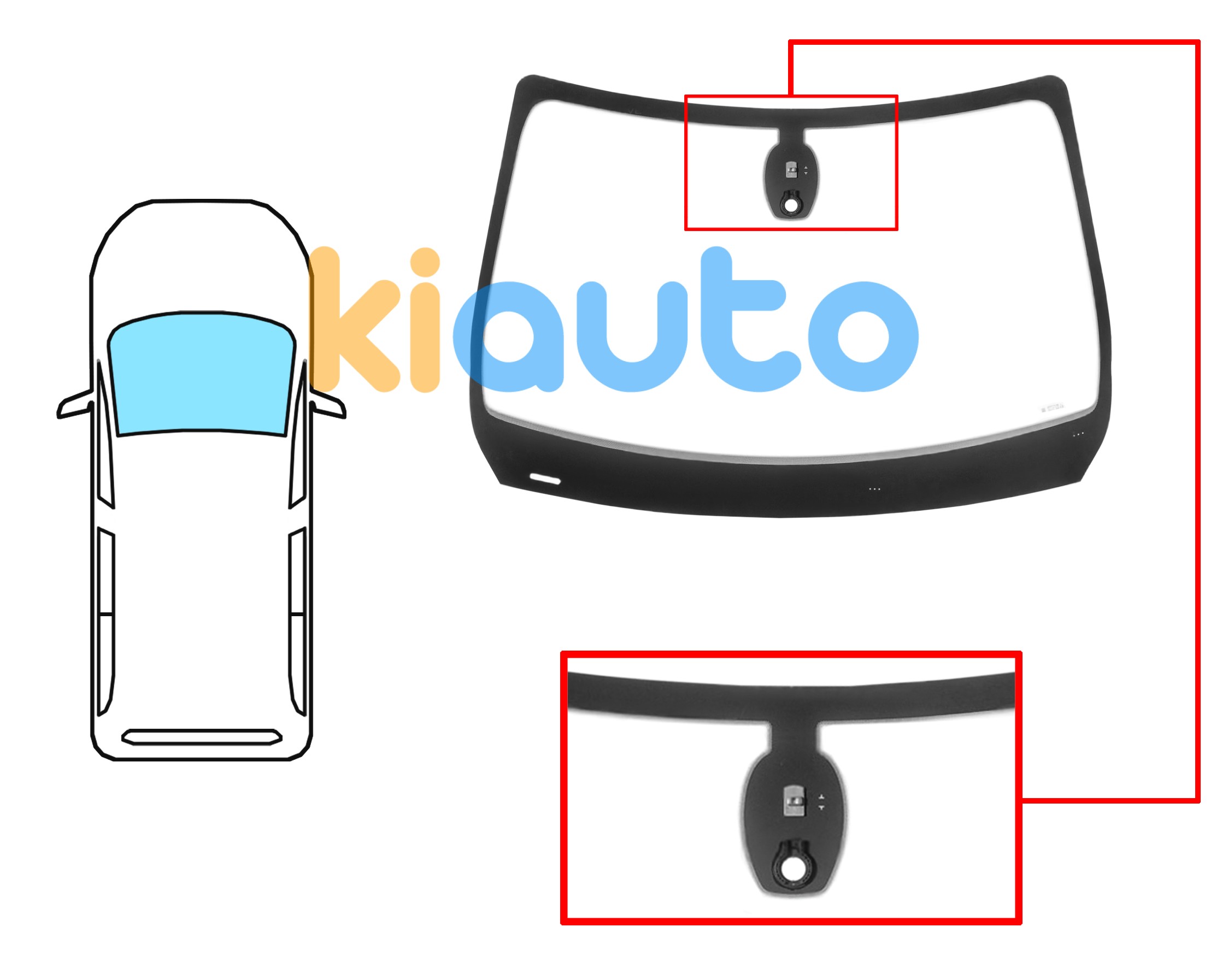 7289AGNMV1P | Pare-brise RENAULT Express 2021-2025 Avant Pare-brise renault express 2021-> avant / vert / avec base miroir modifiée / avec capteur  Eurocode 7289AGNMV1P