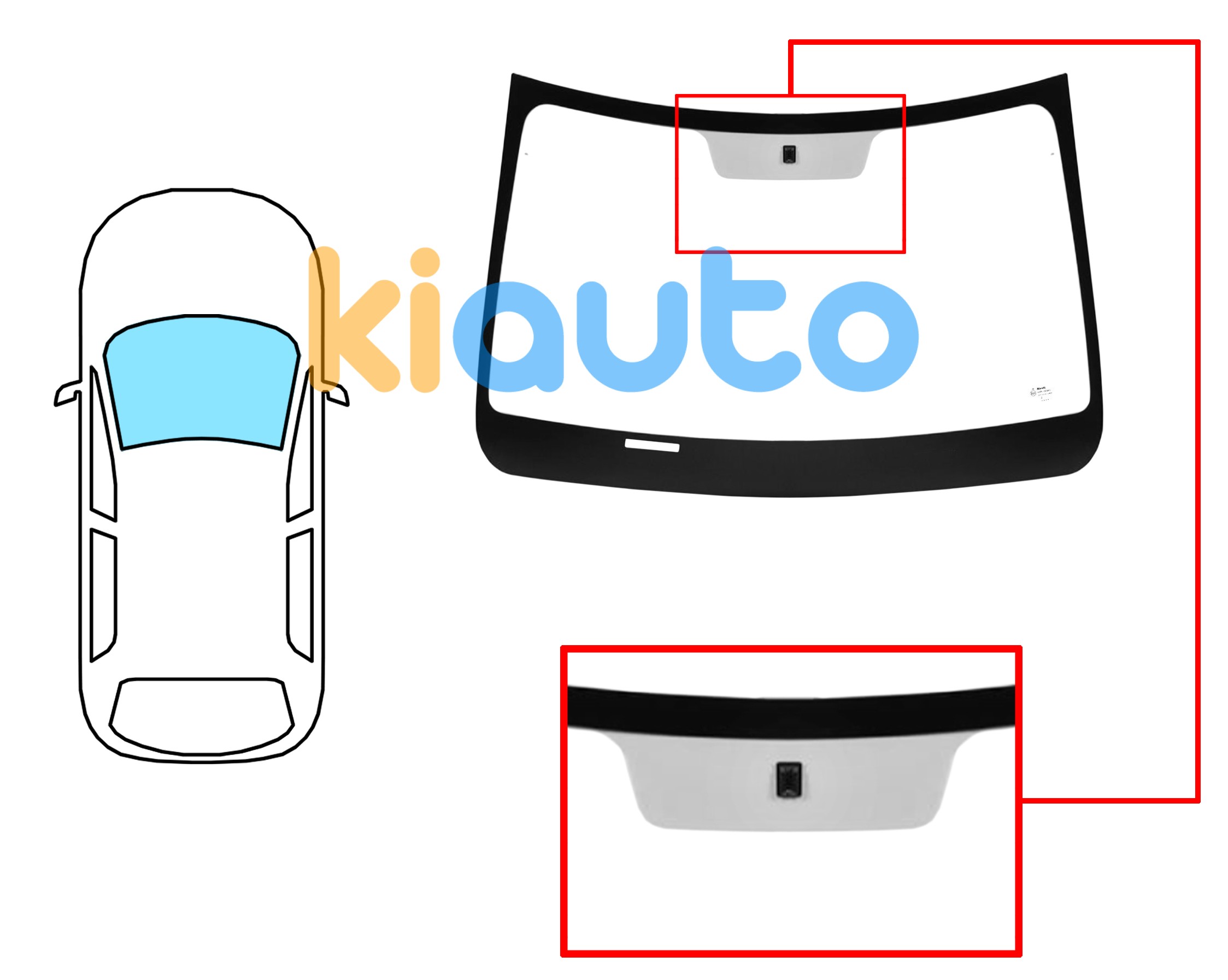 7314AGNV | 7314AGNV | Pare-brise dacia spring 2020-> avant / vert / avec base miroir 