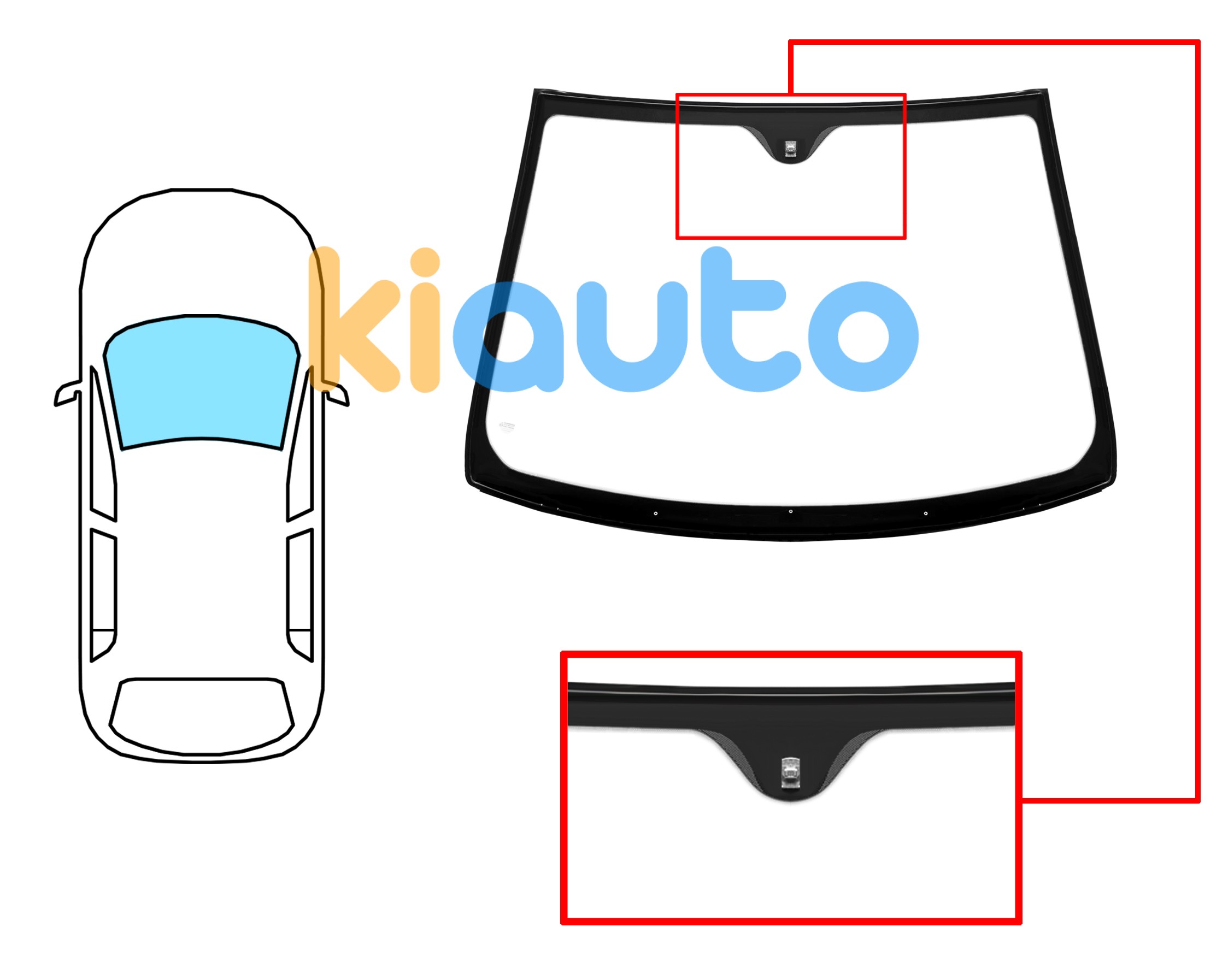 Pare-brise fiat croma 2008-2011 avant / vert / avec base miroir / joints prémontés Eurocode 3361AGSZ1M