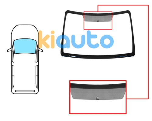  | Pare-brise ford transit connect 2006-2009 avant / vert / chauffant / serigraphie étroite / avec base miroir  | Kiauto