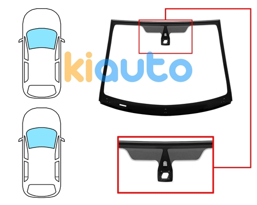 3562AGSMVW1B | Pare-brise ford fiesta 2002-2006 3/5 portes / avant / vert / avec capteur / avec base miroir / joints prémontés | Kiauto