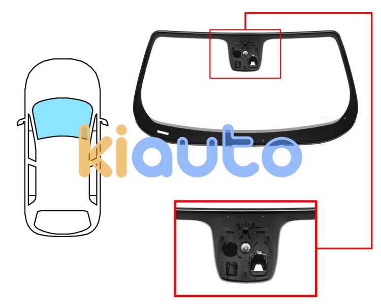 Pare-brise jeep renegade 2018-> avant / vert / acoustique / avec base miroir / avec capteur anti-buée / avec support caméra / joints prémontés Eurocode AJ19AGACIOVZ1B