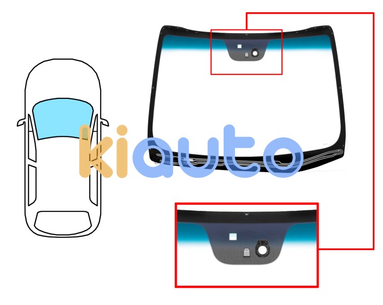 Pare-brise kia ceed 2012-2015 3 portes / avant / vert bande bleue / chauffant / avec base miroir / avec capteur modifié Eurocode 4444AGNBLHMPV6T