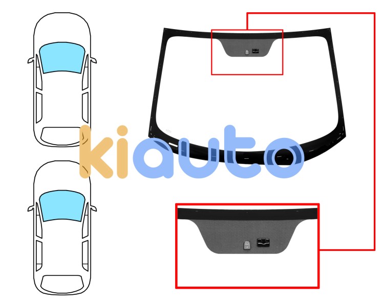 Pare-brise kia rio 2011-2014 3/4/5 portes / avant / vert / avec base miroir / avec capteur Eurocode 4440AGNMV1B