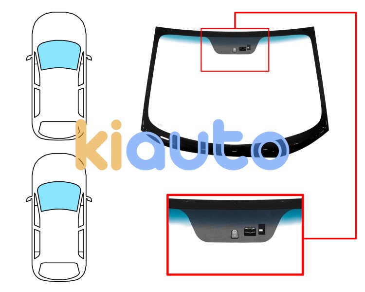 Pare-brise kia rio 2011-2014 3/4/5 portes / avant / vert bande bleue / avec base miroir / avec capteur / avec capteur anti-buée Eurocode 4440AGSBLMOV1B