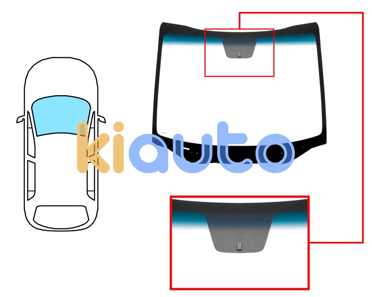 Pare-brise kia carens 2013-2016 avant / vert bande bleue / avec base miroir  Eurocode 4443AGNBLV