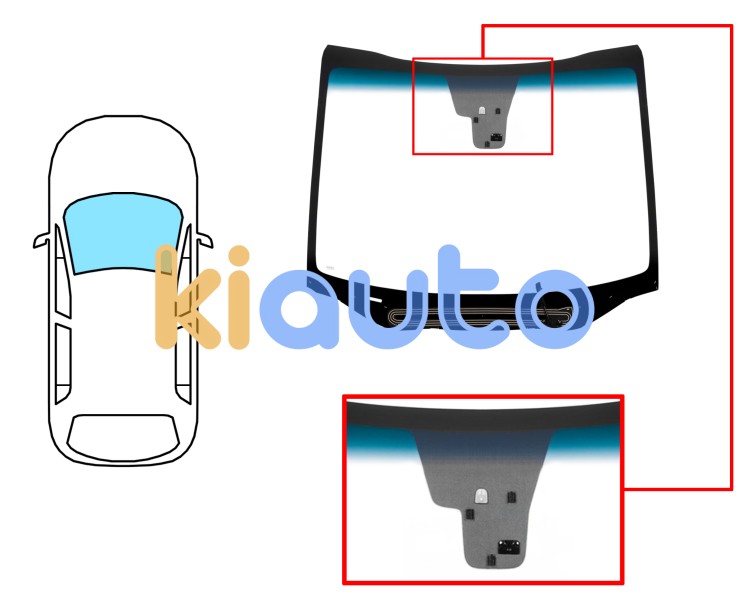 Pare-brise kia carens 2013-2016 avant / vert bande bleue / chauffant / avec base miroir / avec capteur  Eurocode 4443AGNBLHMV