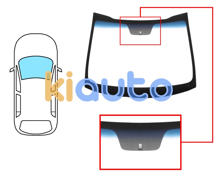 Pare-brise kia picanto 2017-2023 avant / vert bande bleue / avec base miroir Eurocode 4455AGSBL