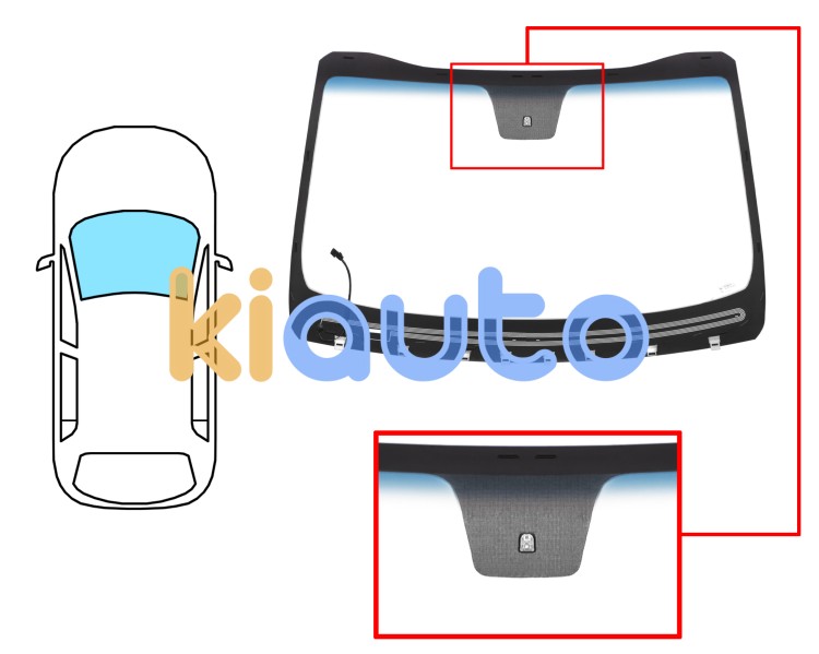 Pare-brise kia sorento 2015-2017 avant / vert bande bleue / chauffant / avec base miroir / joints prémontés Eurocode 4446AGNBLHVW