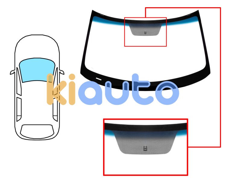 Pare-brise kia soul 2013-2016 avant / vert bande bleue / avec base miroir Eurocode 4445AGSBLV