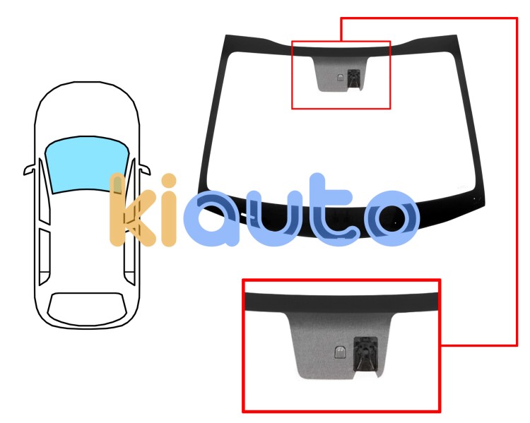 Pare-brise kia rio 2017-2020 5 portes / avant / vert / avec base miroir / avec support caméra Eurocode 4453AGNCIV