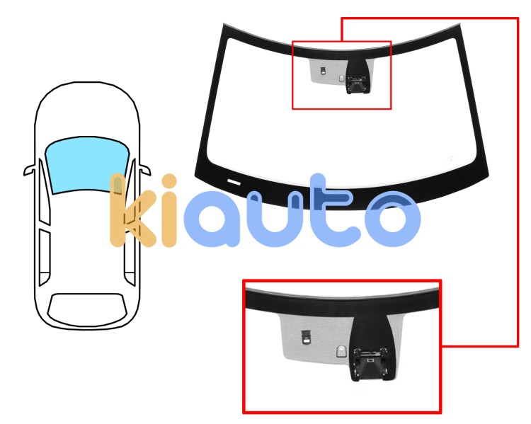 Pare-brise kia soul 2019-2022 avant / vert / avec base miroir / avec capteur anti-buée / avec support caméra / joints prémontés Eurocode 4459AGSCOV