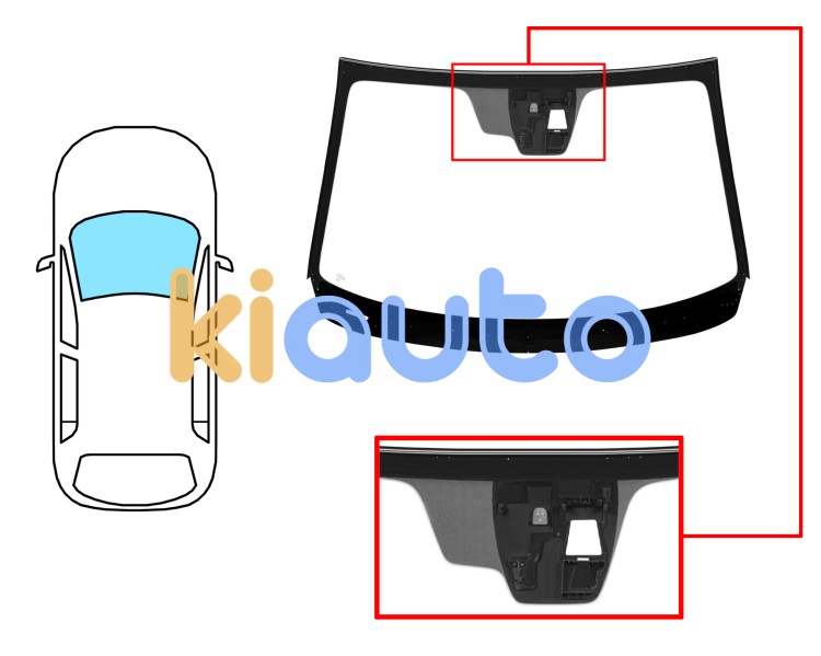 Pare-brise mazda 3 2013-2017 4/5 portes / avant / vert / acoustique / avec base miroir / avec support caméra / joints prémontés Eurocode 5181AGACVW1V