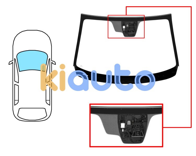 Pare-brise mazda 3 2013-2017 4/5 portes / avant / vert / acoustique / avec base miroir / avec capteur / avec support caméra / joints prémontés Eurocode 5181AGACMVW95