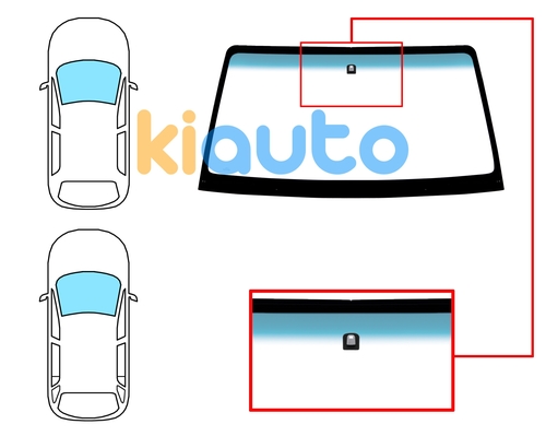  | Pare-brise mitsubishi montero 2000-2003 3/5 portes / avant / vert bande bleue / avec base miroir metallique | Kiauto