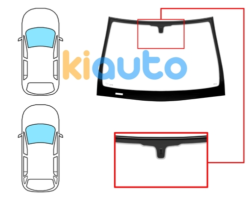  | Pare-brise opel astra h 2007-2009 5 portes / break / avant / vert / avec base miroir 6cm / joints prémontés | Kiauto