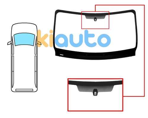  | Pare-brise renault master 2019-> avant / vert / changement de serigraphie / avec base miroir  | Kiauto