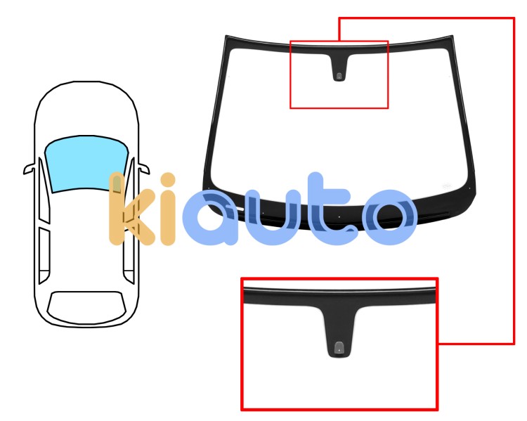 Pare-brise opel karl 2015-2019 avant / vert / avec base miroir Eurocode 6343AGSV