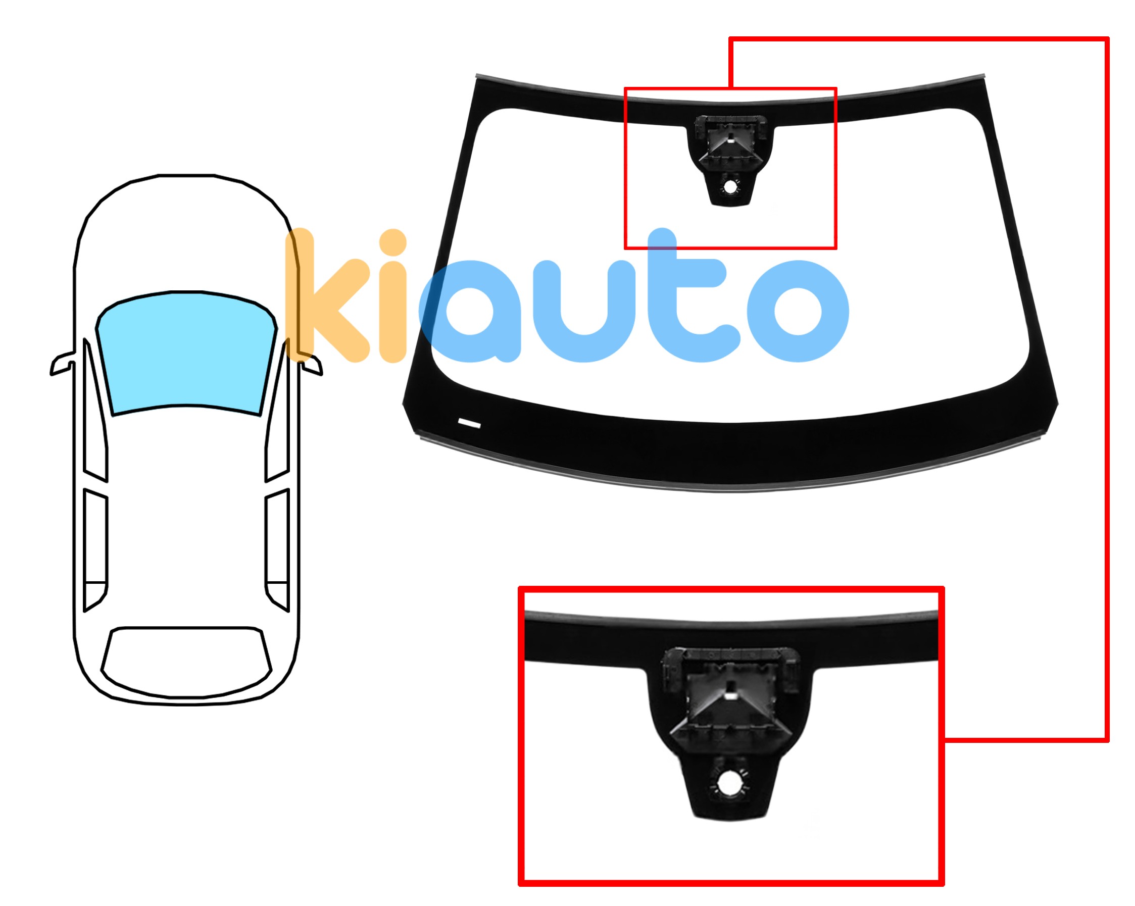 6577AGACMVZ | Pare-brise PEUGEOT 308 2021-2025 Avant Pare-brise peugeot 308 2021-> 5 portes / break / avant / vert / acoustique / avec base miroir / avec support caméra / avec capteur / joints prémontés Eurocode 6577AGACMVZ