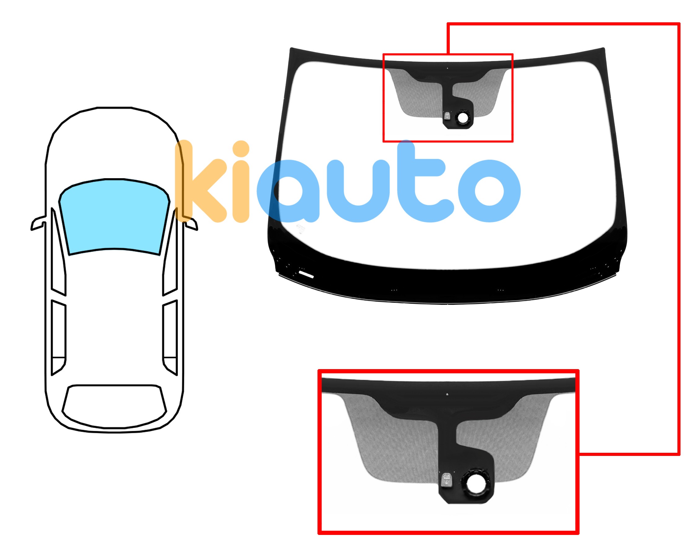 Pare-brise renault kadjar 2015-2018 avant / vert / acoustique / avec base miroir / avec capteur modifié / joints prémontés Eurocode 7300AGAMVZ96