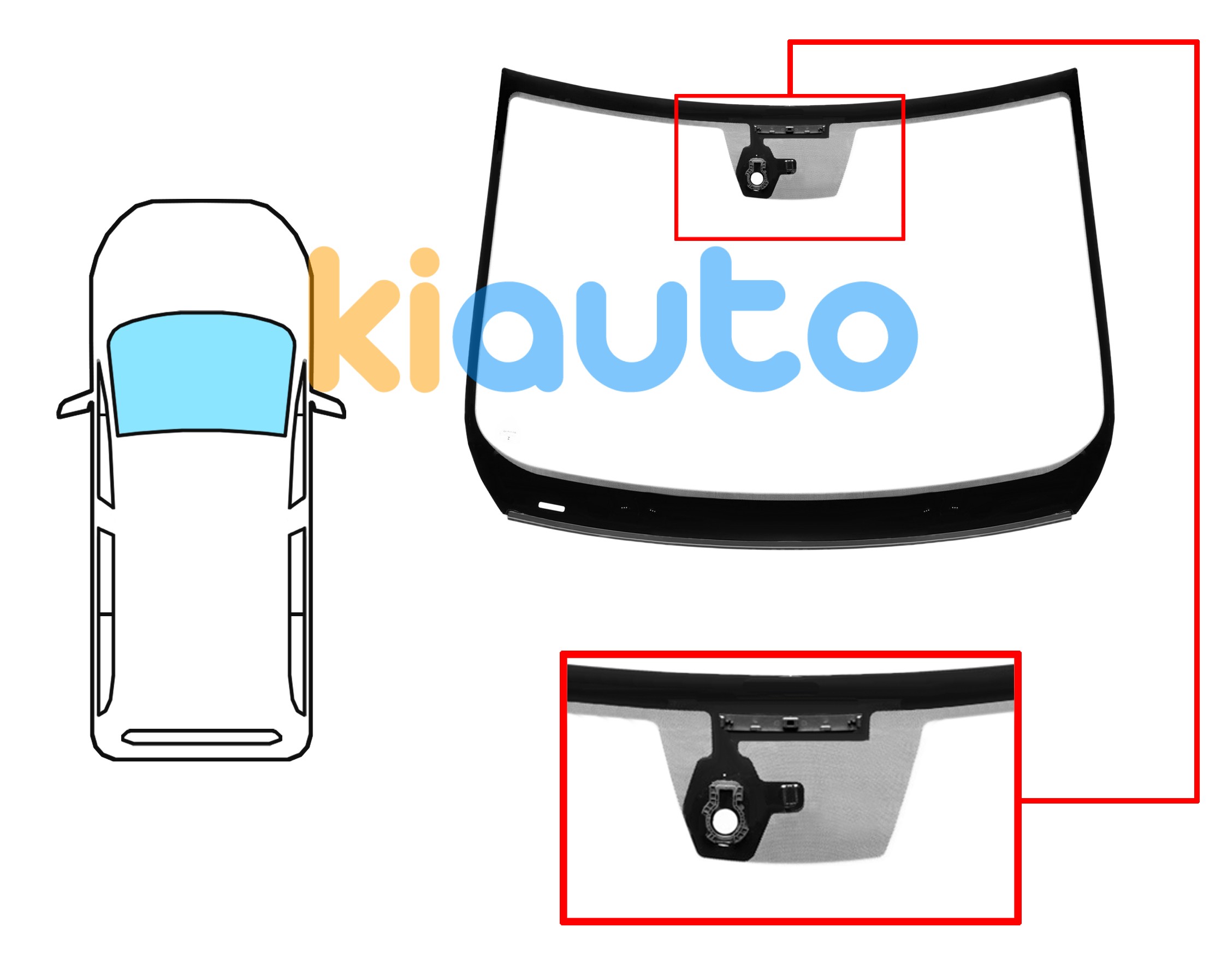 Pare-brise nissan townstar 2021-> avant / vert / avec base miroir / avec capteur / joint prémonté Eurocode 7312AGSIMVZ