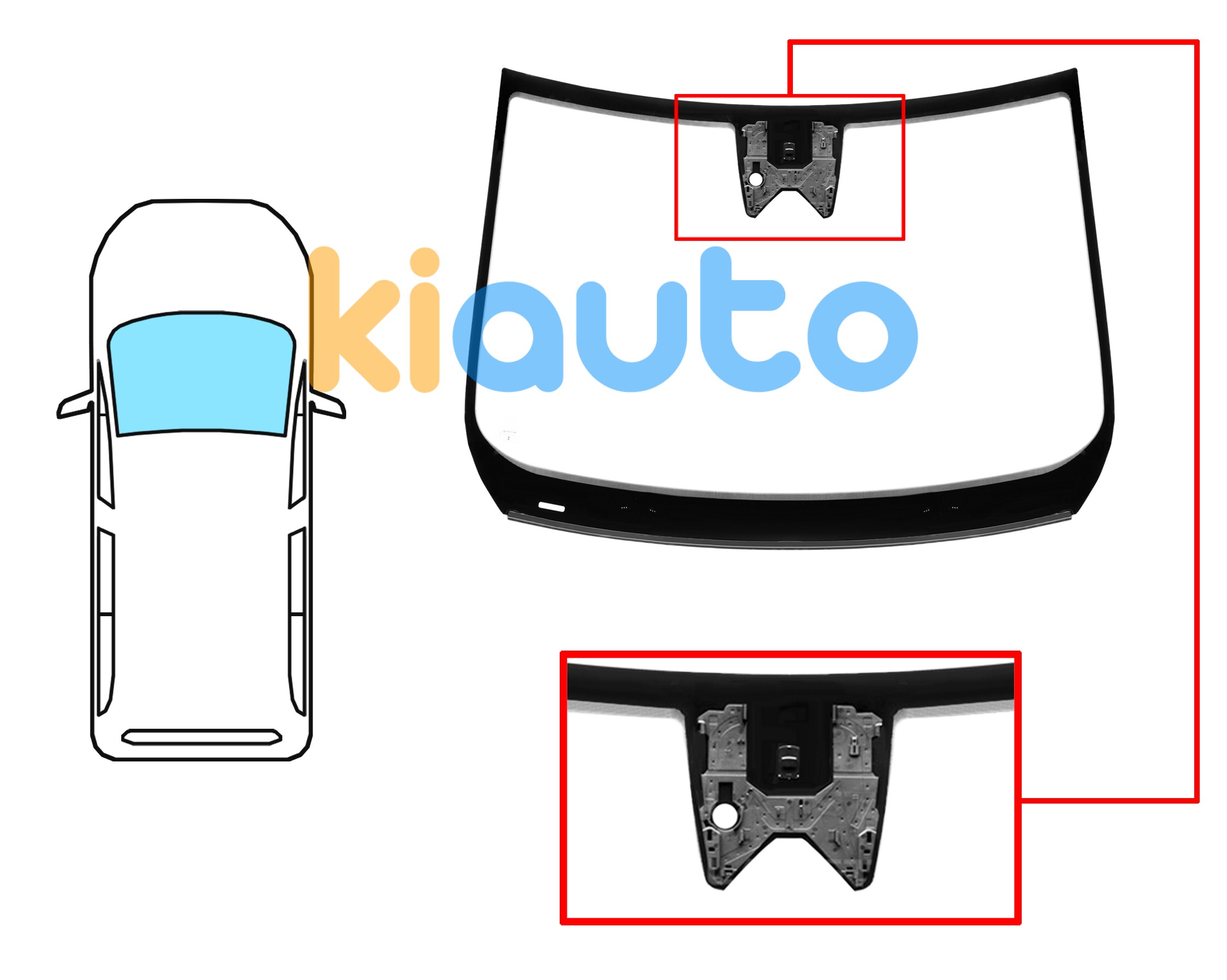 Pare-brise nissan townstar 2021-> avant / vert / avec base miroir / avec capteur / avec support caméra / joint prémonté Eurocode 7312AGSCMVZ