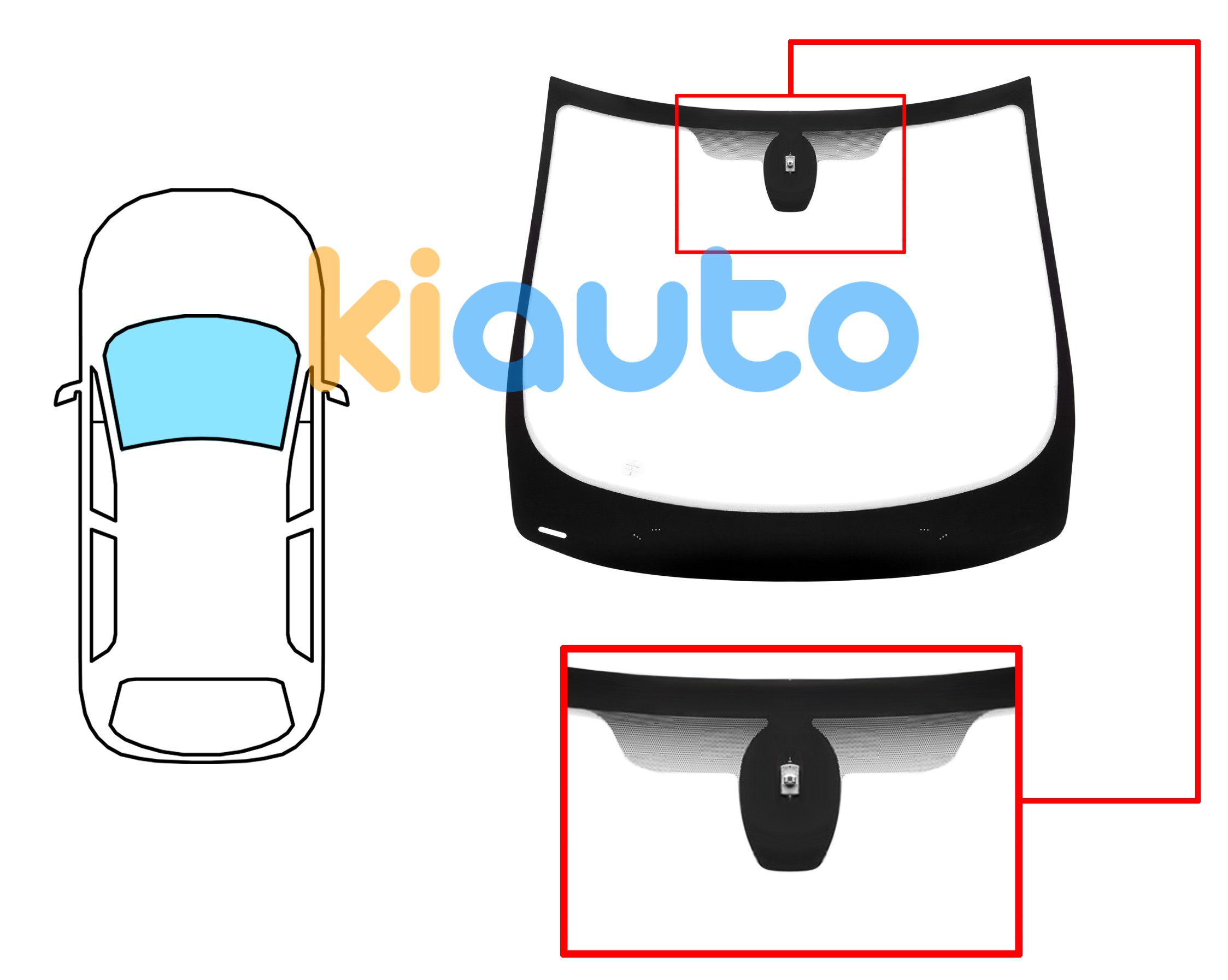 Pare-brise renault zoe 2019-2024 avant / vert / avec base miroir Eurocode 7291AGSV