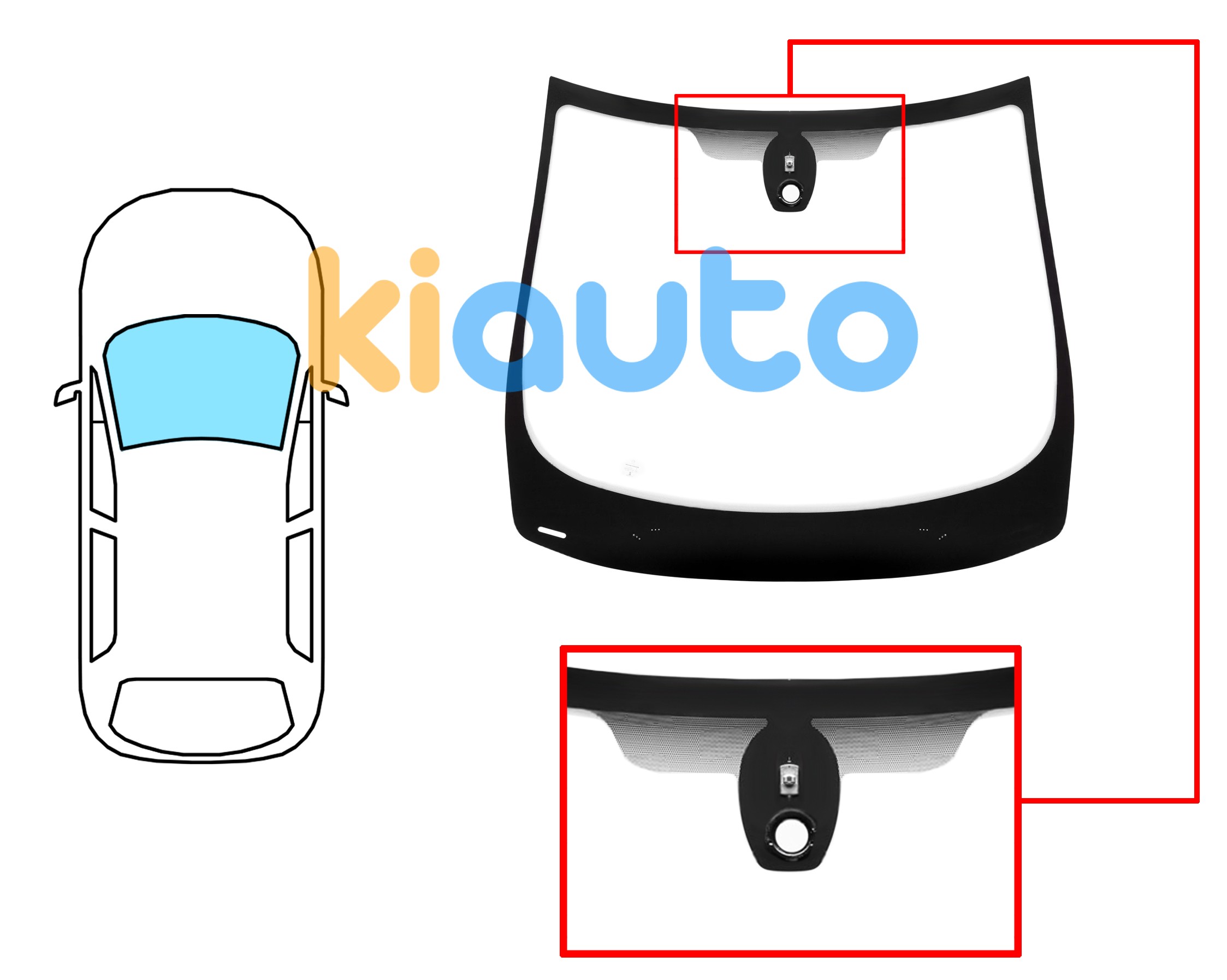 Pare-brise renault zoe 2019-2024 avant / bleu / avec base miroir / avec capteur Eurocode 7291ABSMV