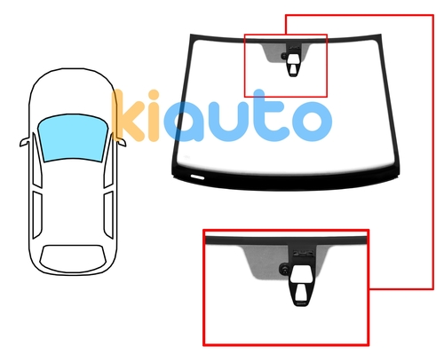  | Pare-brise volkswagen up 2012-2016 3/5 portes / avant / vert / avec base miroir / avec support caméra / joints prémontés  | Kiauto