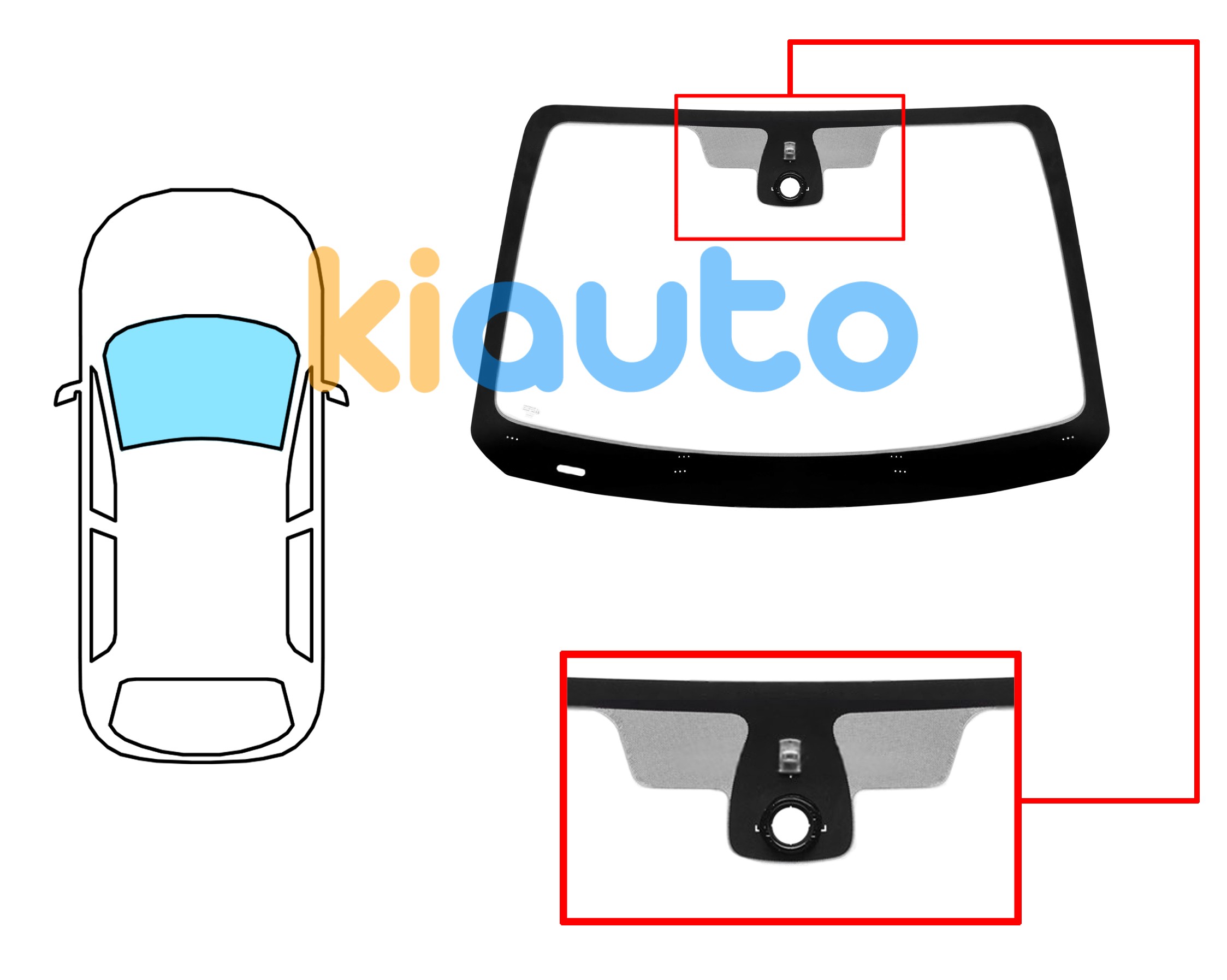5387AGSMV75 | 5387AGSMV75 | Pare-brise smart fortwo eq 2020-2024 avant / vert / avec base miroir / avec capteur