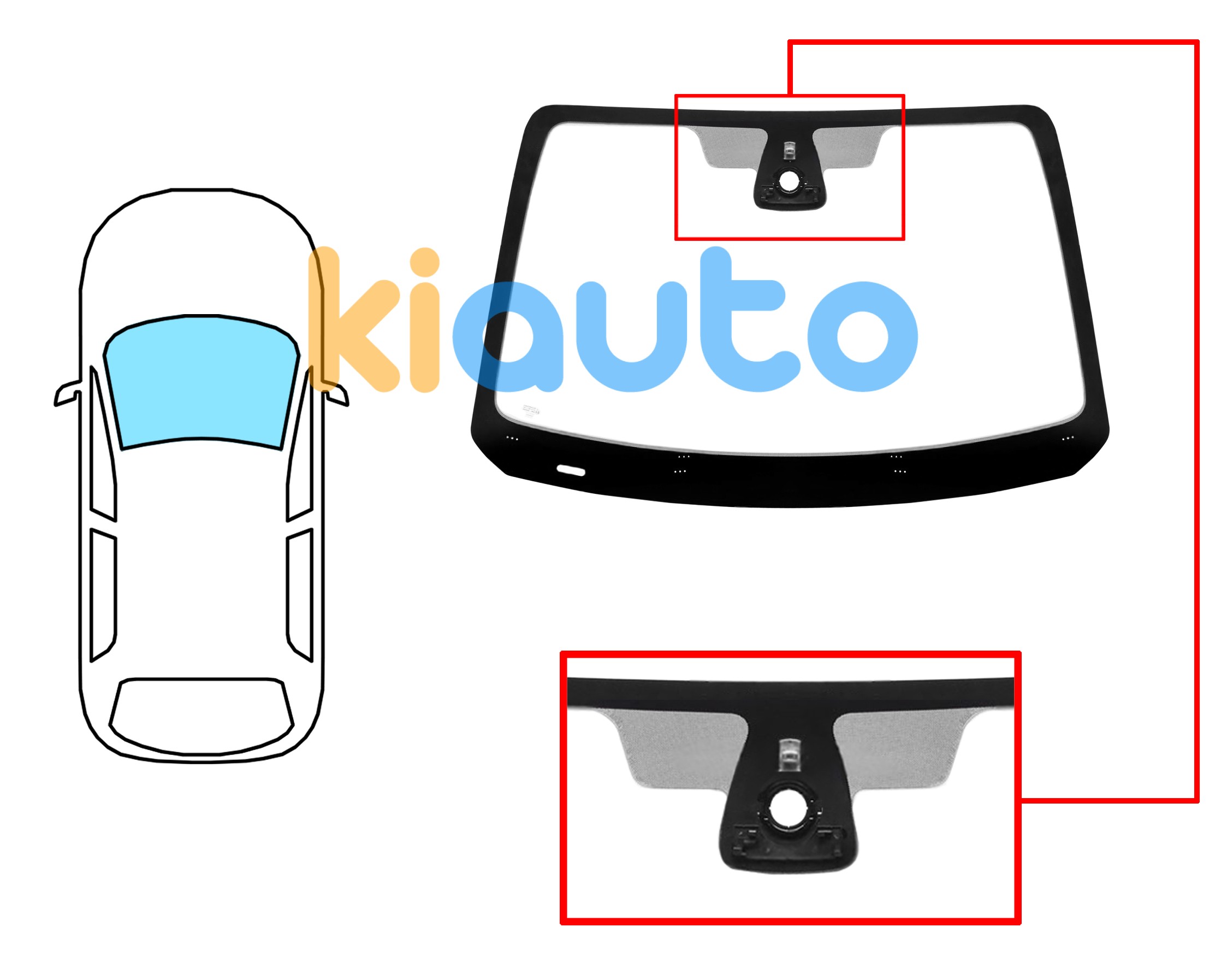 5387AGSCMV75 | 5387AGSCMV75 | Pare-brise smart fortwo 2014-2020 avant / vert / avec base miroir / avec support caméra / avec capteur