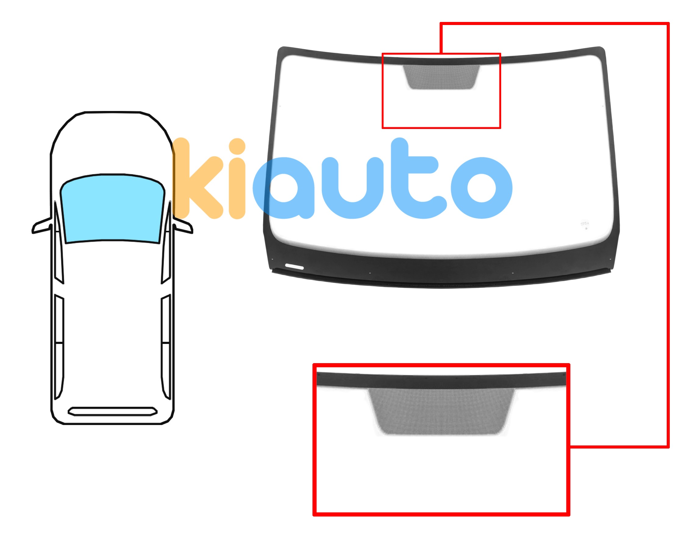 Pare-brise volkswagen caddy 2020-> avant / vert / acoustique / joints prémontés  Eurocode 8659AGAVZ