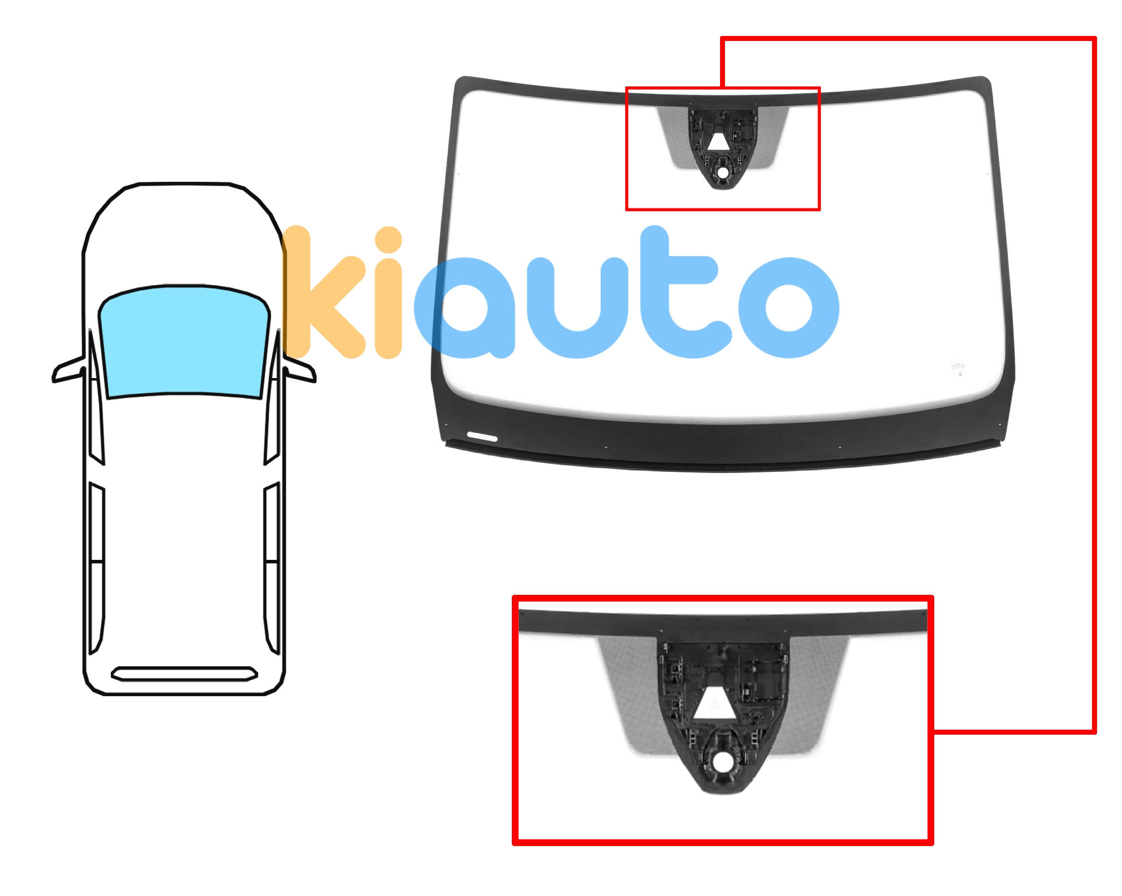 Pare-brise volkswagen caddy 2020-> avant / vert / acoustique / avec capteur / avec support caméra / joints prémontés  Eurocode 8659AGACMVZ
