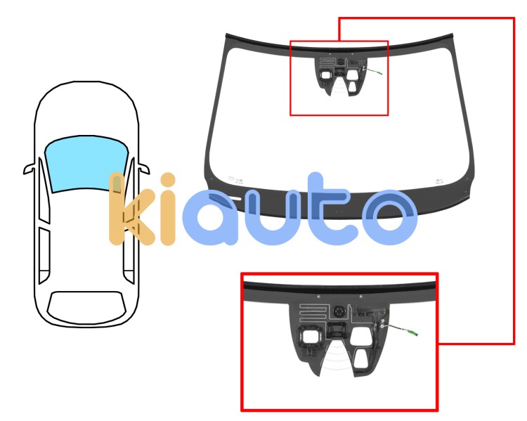 Pare-brise volvo v60 2010-2014 avant / vert / avec base miroir / avec capteur carré / avec support 2 caméras / joints prémontés Eurocode 8841AGNCMPVWZ2R