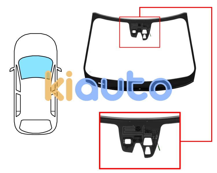Pare-brise volvo xc60 2008-2013 avant / vert / avec base miroir / avec capteur carré / avec support 2 caméras / joints prémontés Eurocode 8840AGNCMPVWZ3R