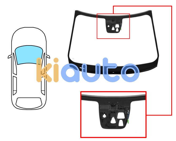 Pare-brise volvo xc60 2008-2013 avant / vert / avec base miroir / avec capteur rond / avec support 2 caméras / joints prémontés Eurocode 8840AGNCMPVWZ95