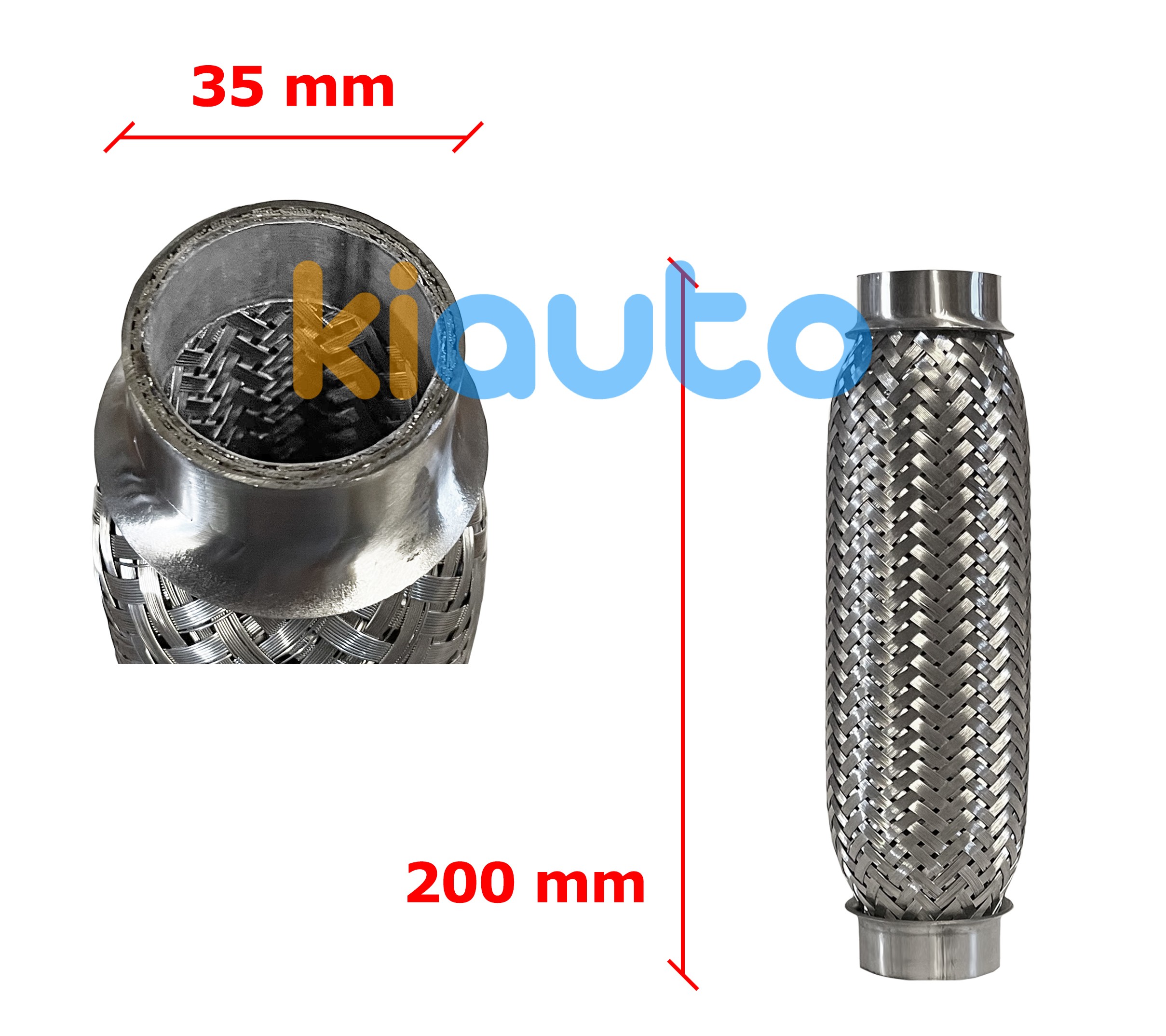 Tuyau fléxible d´échappement 35mm diamètre x 200mm longueur Tuyau fléxible d´échappement 35mm diamètre x 200mm longueur
