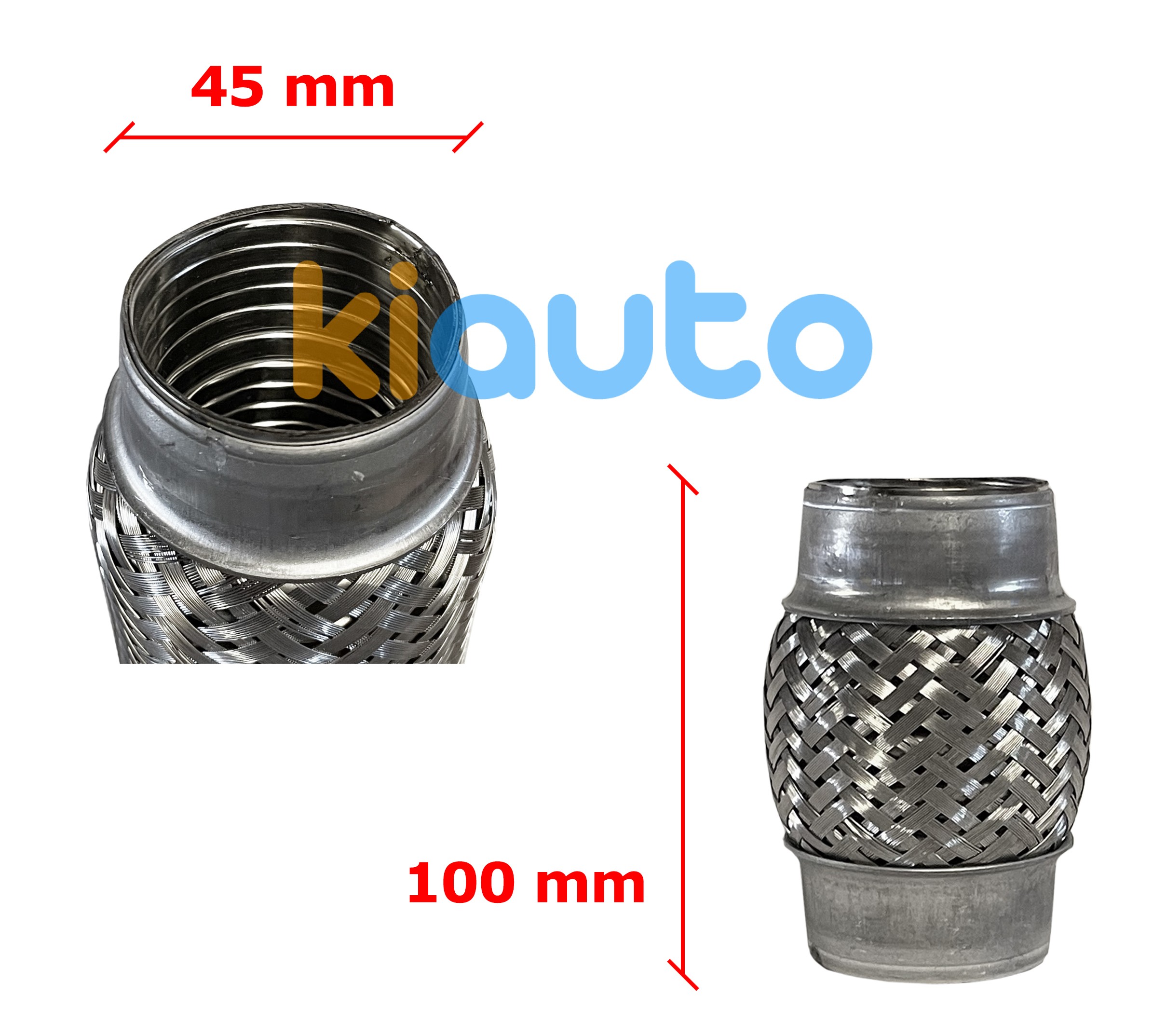 Tuyau fléxible d´échappement 45mm diamètre x 100mm longueur Tuyau fléxible d´échappement 45mm diamètre x 100mm longueur