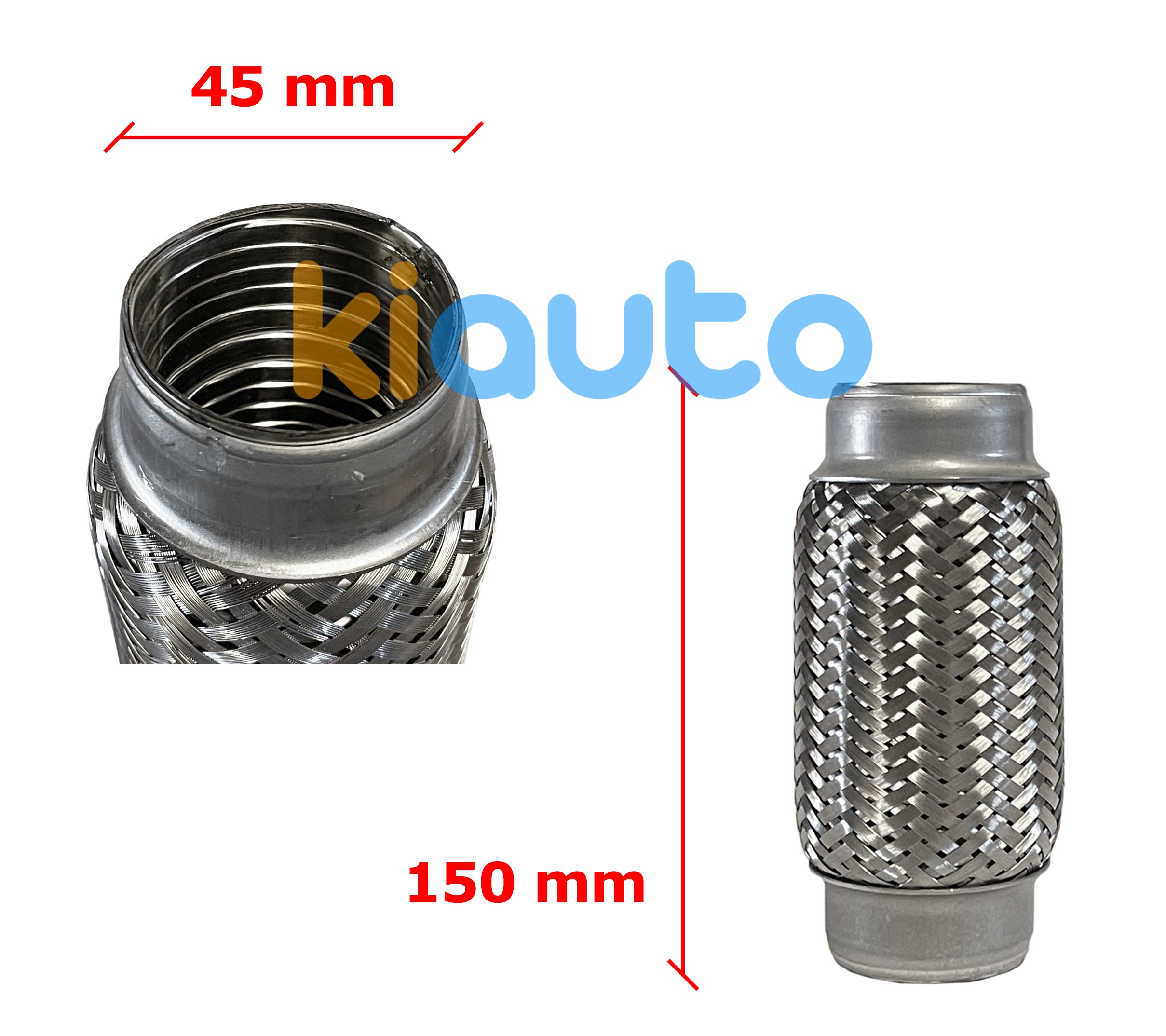 Tuyau fléxible d´échappement 45mm diamètre x 150mm longueur Tuyau fléxible d´échappement 45mm diamètre x 150mm longueur