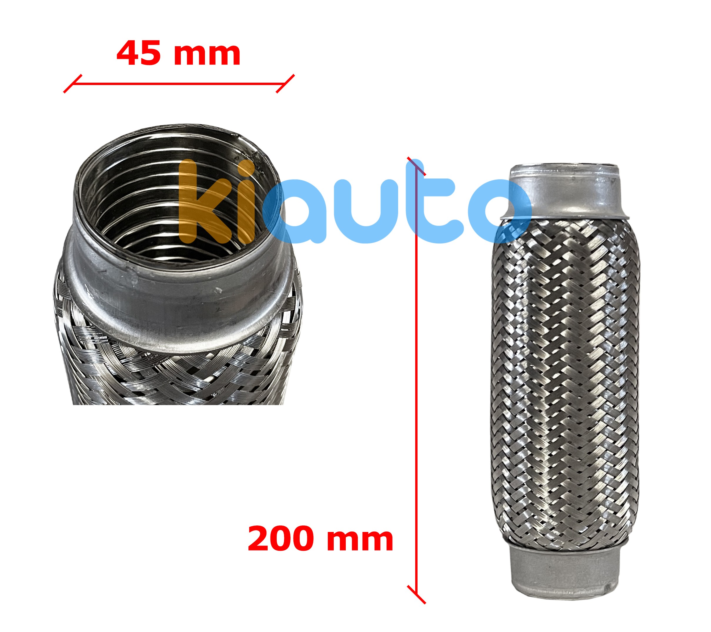 Tuyau fléxible d´échappement 45mm diamètre x 200mm longueur Tuyau fléxible d´échappement 45mm diamètre x 200mm longueur