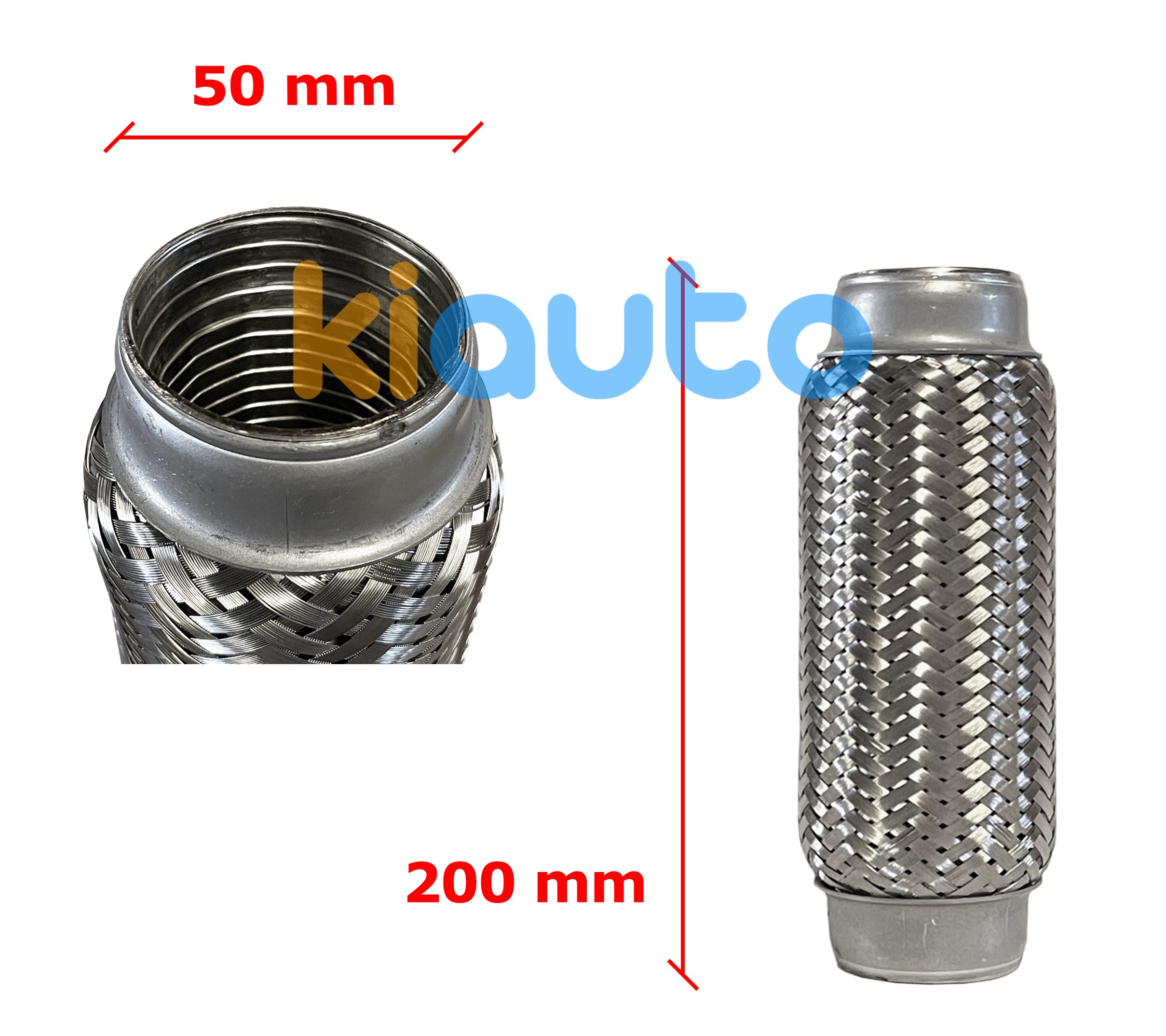Tuyau fléxible d´échappement 50mm diamètre x 200mm longueur Tuyau fléxible d´échappement 50mm diamètre x 200mm longueur