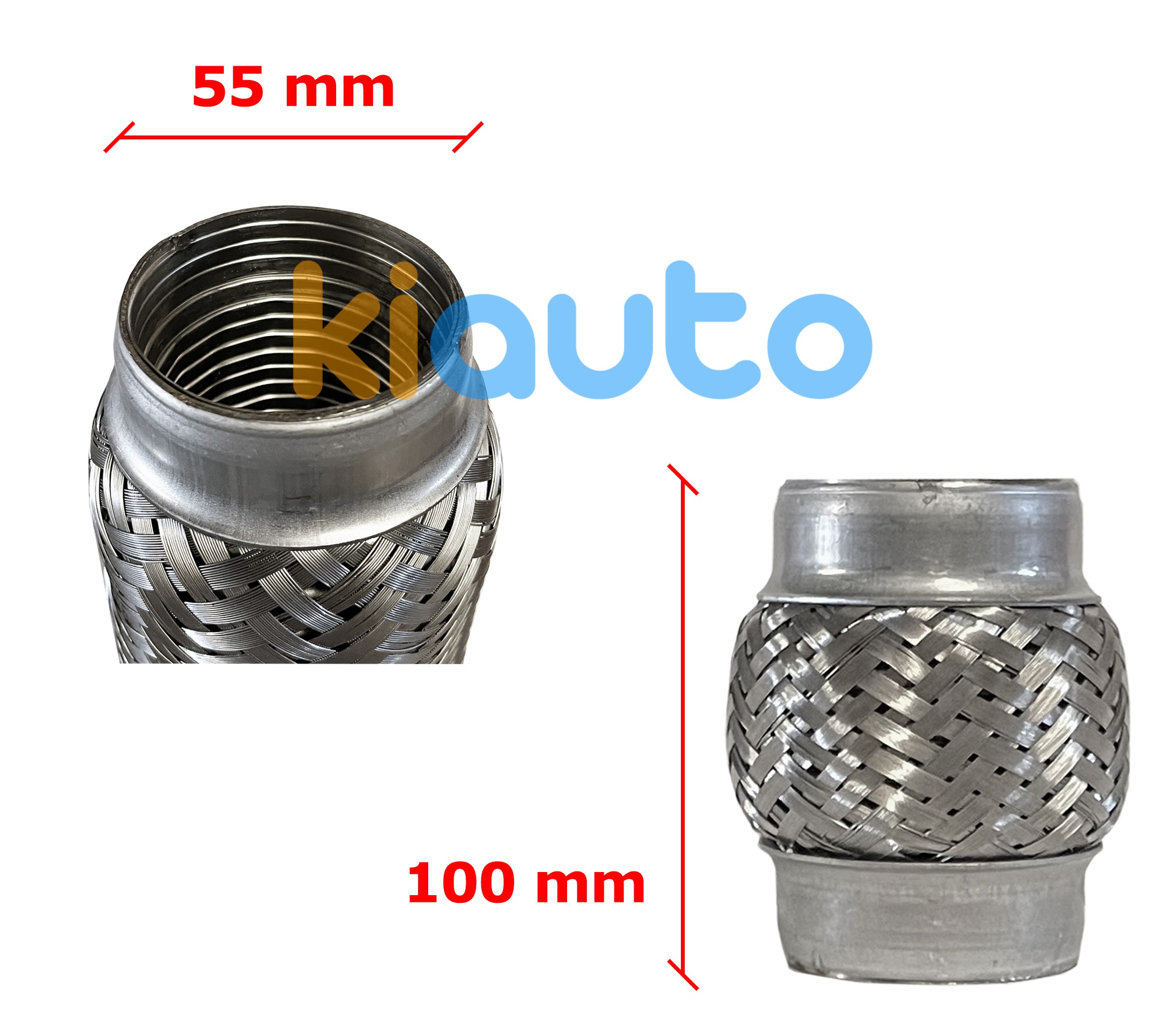Tuyau fléxible d´échappement 55mm diamètre x 100mm longueur Tuyau fléxible d´échappement 55mm diamètre x 100mm longueur