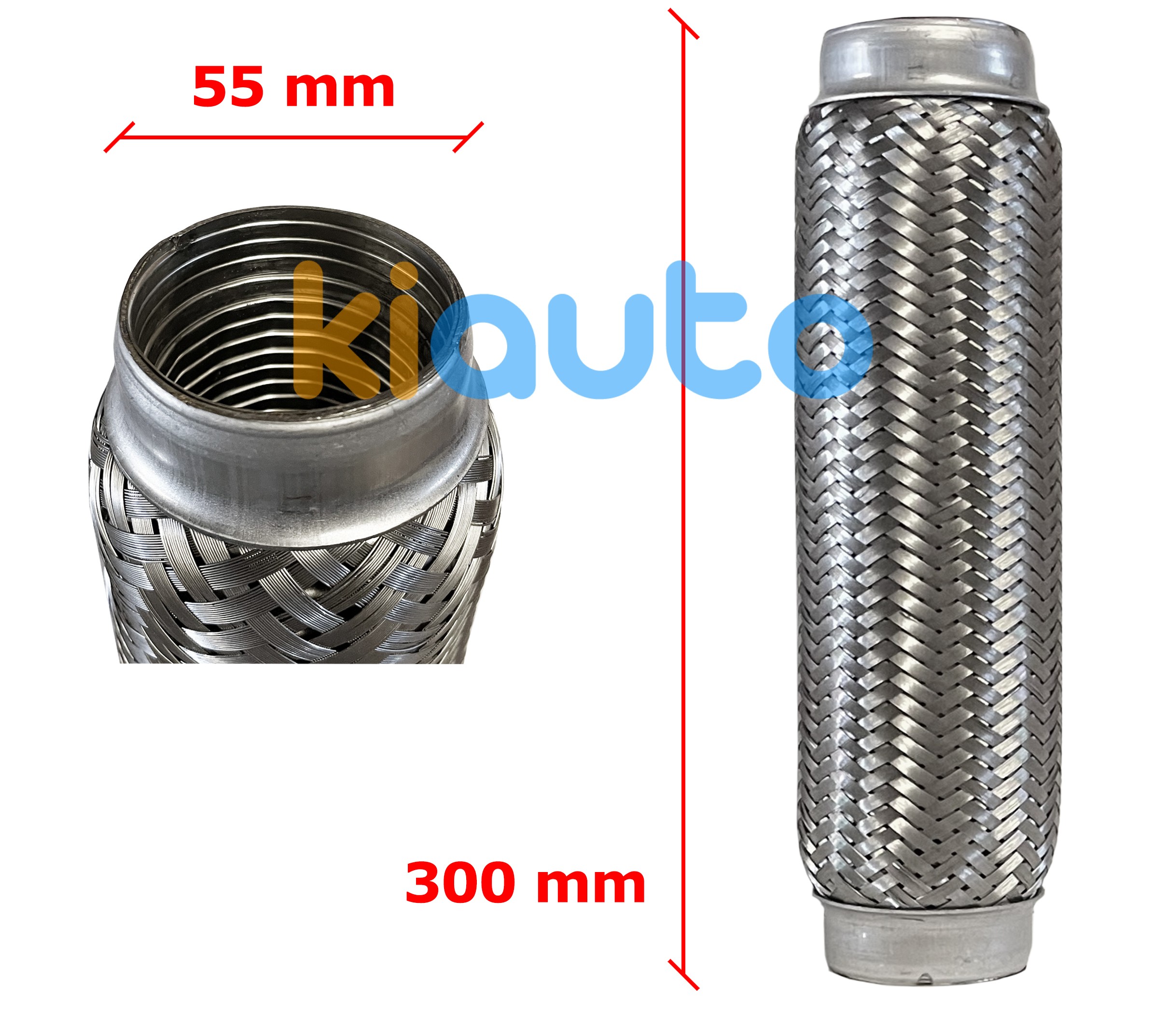 Tuyau fléxible d´échappement 55mm diamètre x 300mm longueur Tuyau fléxible d´échappement 55mm diamètre x 300mm longueur
