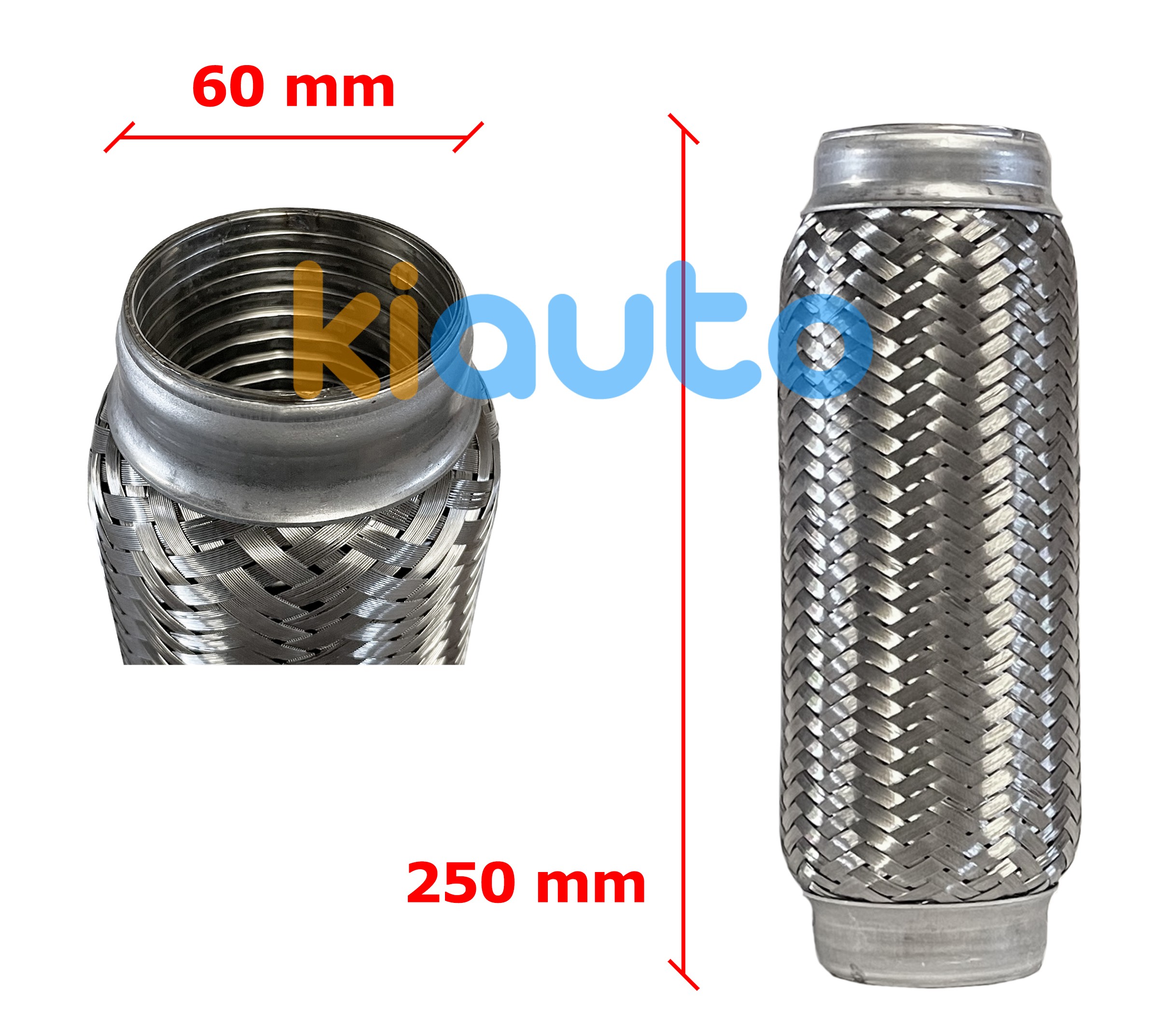 Tuyau fléxible d´échappement 60mm diamètre x 250mm longueur Tuyau fléxible d´échappement 60mm diamètre x 250mm longueur