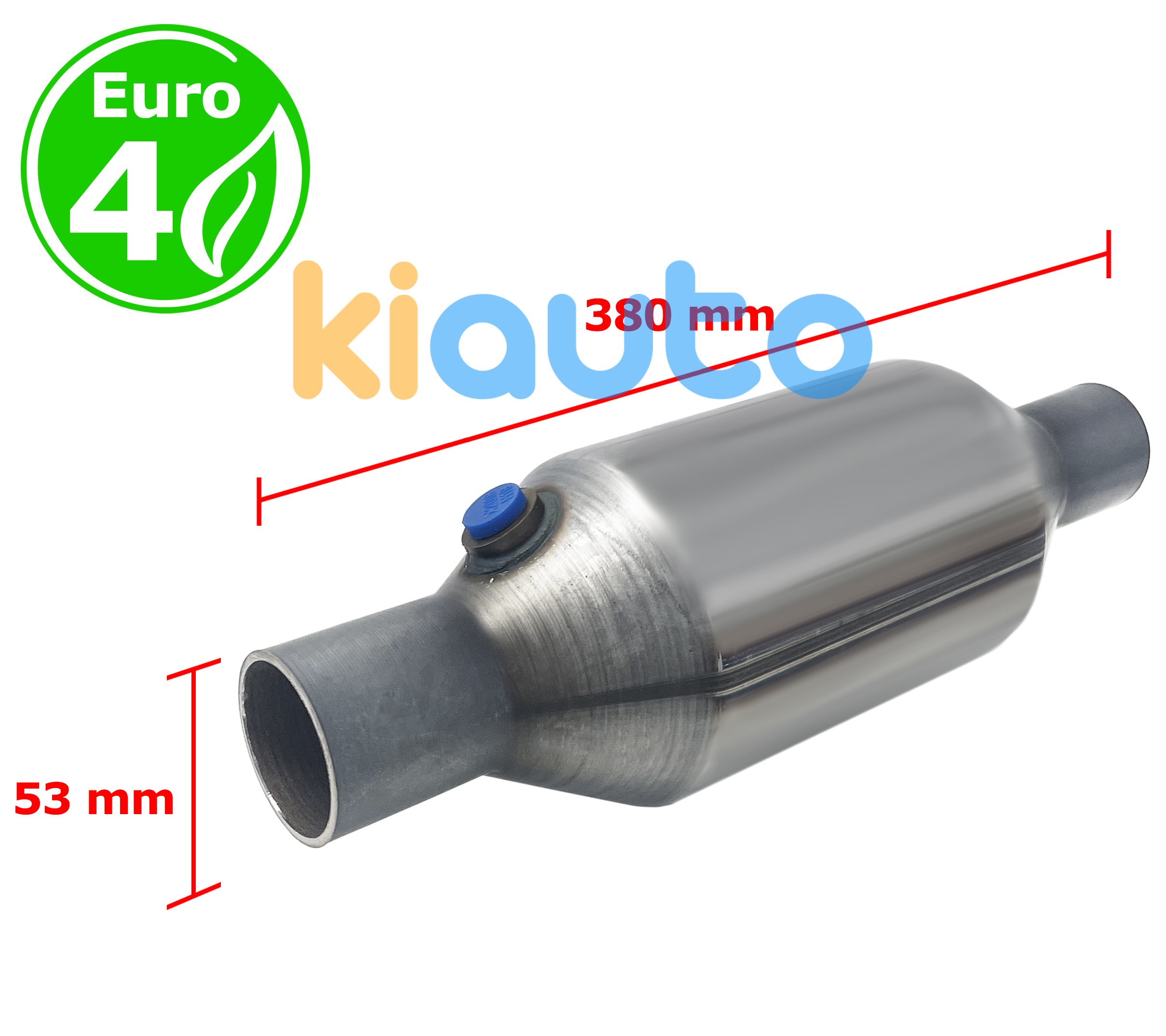 Catalyseur universel rond euro 4 essence / diesel avec sonde entrée 53mm diamètre x 380mm longeur